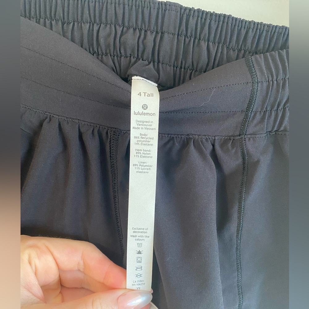 Lululemon size 4 tall high rise black running shorts